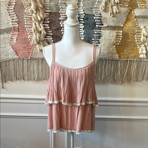 Lovestitch Blush Sleeveless Top with Lace Detail
